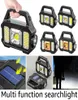 Solar Lights Flashlight Portable LED Searchlight SolarUSB laddningsbara vattentäta 6Gear Torch Camping Light Cob Work Light5673542