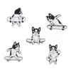 Nouveau Bijoux en alliage d'animaux dessin animé créatif mignon Skateboard chien en forme d'emblème d'huile goutte à goutte