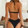 Costumi da bagno donna Triangolo Bikini Set Costumi da bagno donna Solid Vita bassa Perizoma Due pezzi 2024 Ragazza Plain Beach Costume da bagno sexy