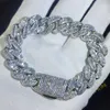 Artiglio Hip Hop Impostazione Baguette 5A Cubic Zirconia Bling Iced Out 15mm Curb Miami Cuban Link Bracciali per uomo Rapper Gioielli 240226