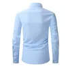 Anti-Wrinkle Stretch Slim Elasticity Fit Male Dress Business Basic Casual Long Sleeved Men Social Formal Shirt USA SIZE S-2XL 240228