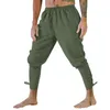 Pantalons pour hommes Pantalons médiévaux pour adultes Bandage de jambe lâche Pantalon Halloween pour homme Couleur unie Cosplay Costume Pantalon de survêtement