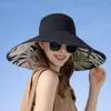 Beretti Donne a doppia faccia di pesca Hat Fashion Festible Grande Brim Panama Cotton Planting Bocket