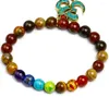 Bracelets de charme Yoga 7 Chakra OM Glands Bracelet Tibétain Bouddha Prière de Guérison Mala Bijoux Pour Femmes Hommes