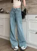 Jeans pour femmes Circyy Y2K pour femmes pantalons en denim taille haute bleu jambe large pantalon streetwear mode vintage droit 2024