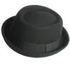 Basker västra fedora för män kvinnor unisex bär vintage topp hatt fast färg