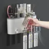 Holders IZEFS Wallmounted Toothbrush Holder Storage Box Bathroom Toothpaste Squeezer Punchfree Toothbrush Holder Bathroom Accessories