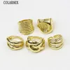 10st Retro Gold Plated Design Oregelbundna smycken Ringar Hip Pop Punk Rings Smyckesgåva 1 240220