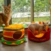 Mats Fancy Hamburger Cat House Cave Food Shape Deep Sleep Kitten Dog Bed French Fries Teddy Corgi Kennel Litter Four Seasons Hammock