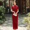 Etniska kläder retro cheongsam 2024 sommar sexig elegant kinesisk stil smal passform förbättrad klänning temperament lång qipao stor storlek 4xl vestidos