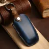 Leather Car Key Case Cover Keychain Holder Fob Protector for Ford Mondeo Lincoln Aviator Navigator F150 Raptor Focus Keyring