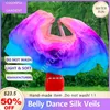 Vêtements de scène Voiles de soie arc-en-ciel naturels purs pour femmes Costumes de danse de danse du ventre Accessoires pour filles