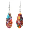 Brincos pendurados 1 par Bohemian Stone Teardrop feminino colorido