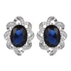 Boucles d'oreilles Eulonvan luxe 925 en argent Sterling fiançailles mariage pour femmes bijoux accessoires bleu foncé zircon cubique S-3702