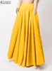 Zanzea Women Spring sundress mode maxi kjolar elegant lång fest vestidos kvinnlig hög midja solid mantel strand faldas saia 240227