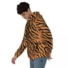 Herrtröjor tiger djur päls rand 3d fleece hoodie polyester varm med fickan super mjuk män kvinnor tröja unisex pullover