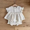 Clothing Sets 6780 Baby Set 2024 Summer Cotton And Linen Girl's Suit Shirt Pp Shorts Comfortable Toddler Two-piece