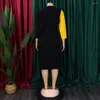 Freizeitkleider Damen Elegantes Kleid Modischer bunter Krawatten-Faltenrock 2024 Neuester Anzugkragen Einfarbig Hohe Taille