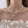 Accessoires voor vrouwen barokke parel hart OT gesp hanger 14k geel gouden ketting voor vrouwen bruiloft bruids kralen ketting nek sieraden