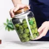 Tools 1500/2500ml Large Capacity Glass Sealed Jar Lid Sealed Storage Wood Cover Coffee Bean Storage Jar Organizer Kitchen Containers