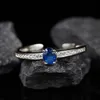 Smycken 925 Sterling Silver Ring Set With Natural Sapphire Ring Light Luxury Fashion Retro Ring