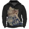 Men's Hoodies Vintage Zip Sweater 3d Nautical Print For Men Fashion Street Top Retro Oversize Pullover Outdoor Casual Sweatshirt