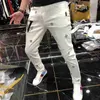 メンズジーンズデザイナージーンズジーンズトレンディブランドスリムフィットとハンサムな長いパンツ刺繍KV2Zの小さなETバージョンの男性のためのパーソナライズされた印刷された白いカジュアル