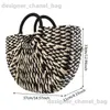 أكياس الكتف Women Handbag Rattan Wicker Str Woven نصف الجولة حقيبة كبيرة من الإناث إناث سفر السفر الأزياء Bolsos Mimbres Paja T240301