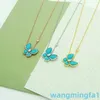 2024 Designer vans Four-leaf Clover Four Leaf Grass Butterfly Necklace White Beige Turquoise Versatile Simple Chain Womens Colorless