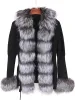 Päls Furyoume Autumn Winter Real Fox Fur Coat Korea Women Cardigan Ull stickad tröja Jacka med naturlig räv päls trim