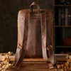 Sırt çantası retro orijinal deri erkekler vintage el yapımı inkkin çılgın at çantası cowhide sırt çantası gündelik sırt çantası