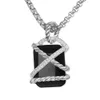 Marque de mode Designer DY populaire rétro haute qualité exquis luxe Davids mode XMM bouton fil grand pendentif collier en acier inoxydable chaîne bijoux