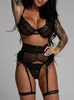 Women's Sleepwear Plus Size Lingerie Sexy Women Lace Nightie Gown Babydoll Erotic Underwear Garter Costume Fishnet Transparent Set Feather garter