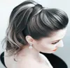 Silvergrå Human Hair Ponytail Hairpiece Wrap Around Dye Natural Hightlight Salt och Pepper Gray Hair Ponytail Light Gray CO635081589662