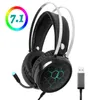 Profissional 71 Gaming Headset Fones de ouvido luminosos com microfone Gamer Surround Sound USB com fio para Xbox One PS4 PC Computador RG7516725