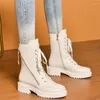 Boots HIgh Top Punk Creepers Women Cow Leather Military Riding Lace Up Platform Party Pumps Shoes Round Toe Oxfords Shoe Size4-8