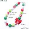 MHSSUN 2PCS Christmas Baby Kid y Necklace Pretty Red Bow Girl Kids Bubblegum Bead Children Jewelry 240226