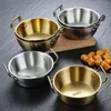 Estatuetas decorativas 304 aço inoxidável tigela de cozinha coreana utensílios de cozinha lanches arroz tigelas de vinho com alça molho tempero prato comida