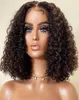 360 150 Kort bob lockiga mänskliga hår peruker för svarta kvinnor brasilianska remy 13x1 t del vatten djup våg spets frontal peruk med baby hai2310280