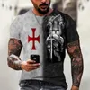 T-shirts pour hommes T-shirts vintage pour hommes Croisades 3D Chemise à manches courtes imprimée Casual Summer Streetwear Tops surdimensionnés T-shirts Vêtements