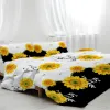 Ensemble jaune tournesol de conception de fleurs belles de conception décorative couverture de couette décorative 3 pièces avec 2 camarades d'oreiller rideaux transparents