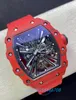 Mäns Watch RM12-01 Sport Watch Manual Winding Movement kolfiberfodral med gummiband Sapphire Mirror