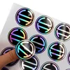 Customized Holographic Rainbow Logo Adhesive Stickers Printed Black on Hologram Packing Labels Store Name Personalized