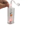 6,3" LED-licht olierecycle bubblers waterleidingen oliebrander mini glazen percolator bubbler slim draagbaar roken met komschuif en zacht siliconen mondstuk