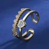 Кольца кластера, модное простое кольцо в форме сердца, позолоченное, изысканный циркон, романтическое обещание любви, ювелирные изделия для девочек, подарок на день Святого Валентина