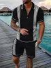 Men's Tracksuits Hawaii Men 2pcs Sets 3D Print Zipper Polo Shirt Short Sleeve Shorts Casual Fashion Zip-Up Unisex Sweatshirt