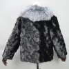 Fourrure Livraison Gratuite Nouveau Style De Mode Femmes Hiver Réel Véritable Tricoté De Fourrure De Vison Châle Wrap Cape Écharpe Avec Col De Fourrure De Renard Manteau De Vison