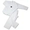 製品ピュアホワイトテコンドーユニフォームの品質ドボック子供大人の服大手柔道スーツTKDトレーニング服ロングスリーブコート
