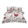 Set love tema rosso design del cuore lettiera set decorativo copripiumino a 3 pezzi con 2 cuscini