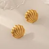Stud Earrings Retro Jewelry 925 Silver Needle Metal Shell Delicate Design High Quality Brass Matte Gold Color For Girl